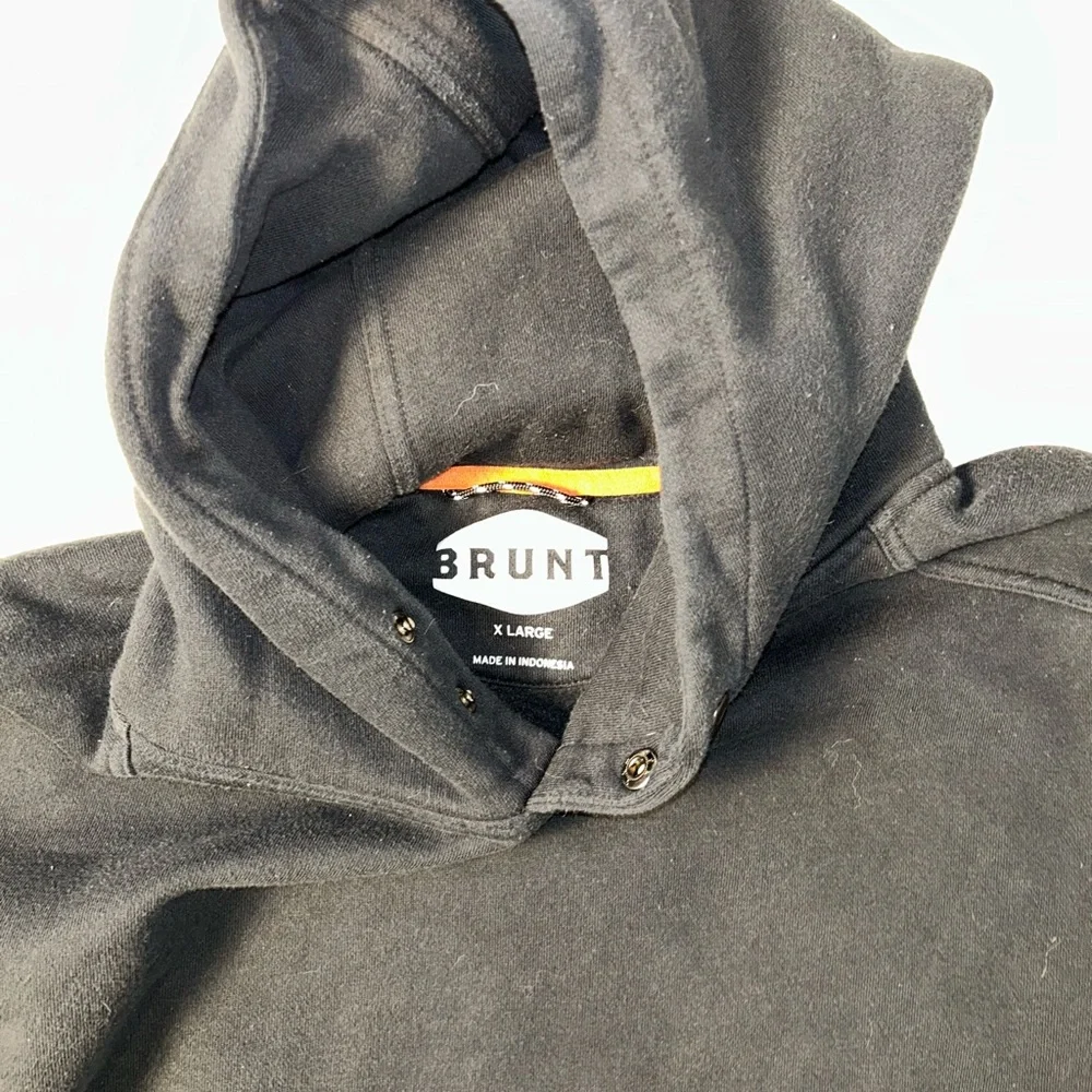 BRUNT Workwear Hoodie XL Black Heavyweight Snap Neck Pullover Sweatshirt - Picture 3 of 6